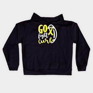 Football Tackle Go Fight Cure Hydrocephalus Awareness Yellow Ribbon Warrior Support Kids Hoodie